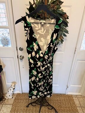 A New Day Floral Print V Neck Sleeveless Midi Wrap Dress S